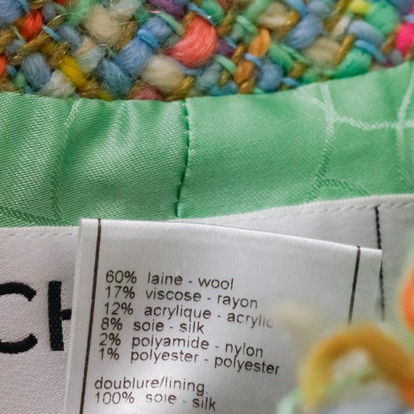 Chanel Fall 2001 Multicolour Silk Applique Tweed Jacket - Picture 15 of 16